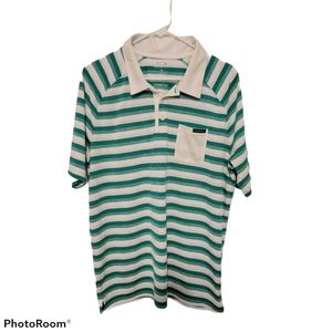 Oakley Hydrolix Green/ White Striped Golf Polo L